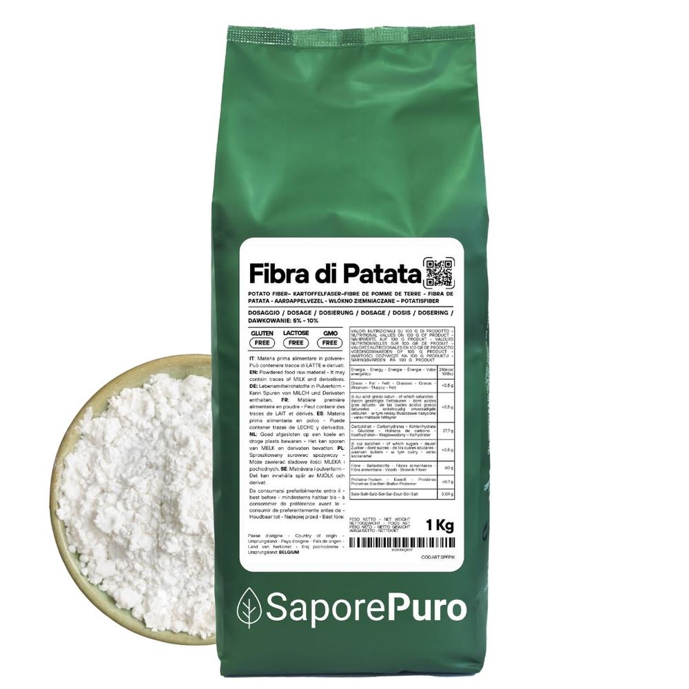 Fibre de pomme de terre - 1kg - Sans gluten - Origine Belgique - idéal pour le pain et les produits de boulangerie - SaporePuro